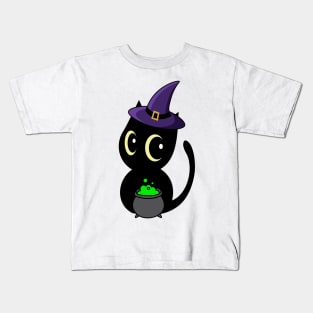 Cute Black cat is a witch Kids T-Shirt